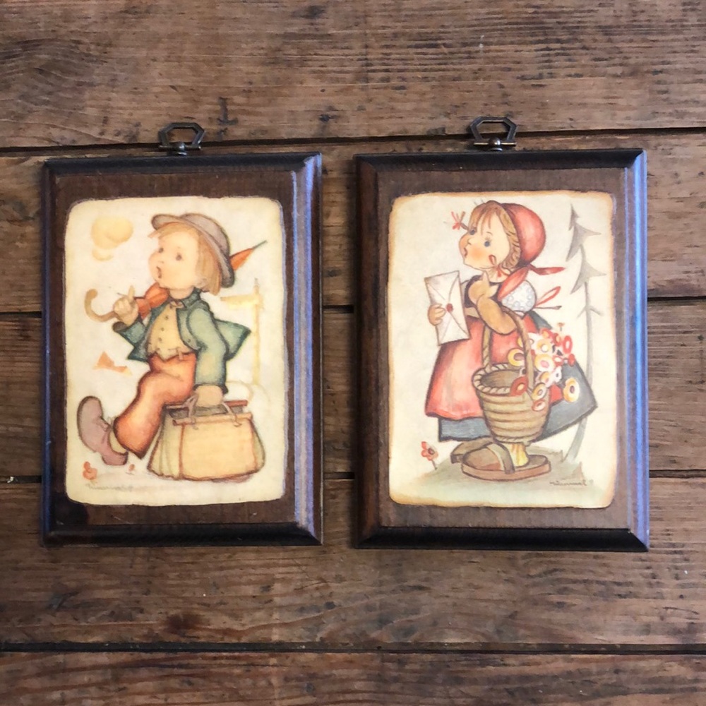 Vintage Hummel "Merry Wanderer" & "Girl w/ a basket" wall hangings
